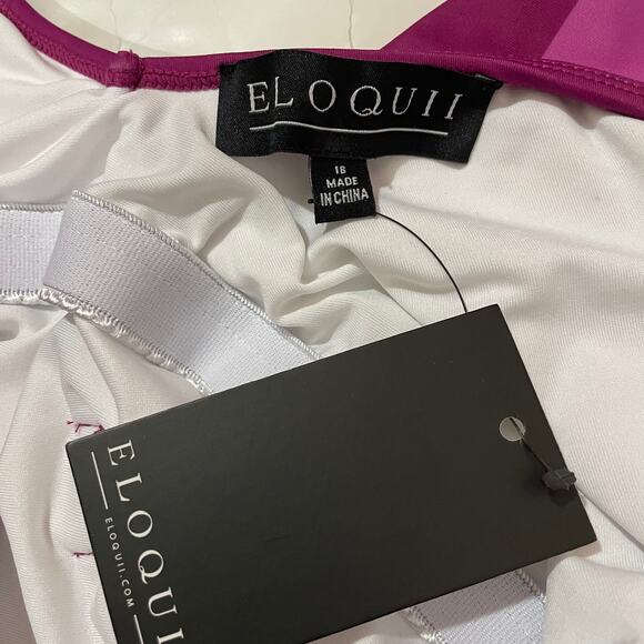 NWT Eloquii Ruffle Shoulder One Piece W Belt - Summer Stripe - 16 - Picture 6 of 7